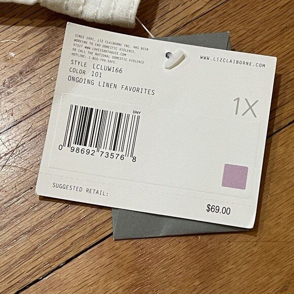 Liz Claiborne Womens Classic Linen Blouse Plus Size 1X Button Up NEW WITH TAGS - Picture 3 of 7